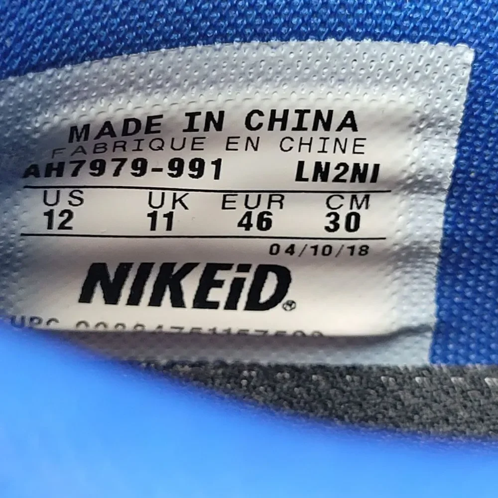 Nike Air Force 1 Dunk Low Leather Blue And White Sneaker Shoes Size 12